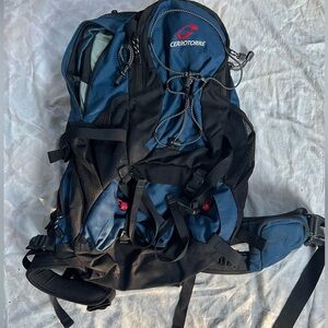 Blue and Black Hiking Backpack
